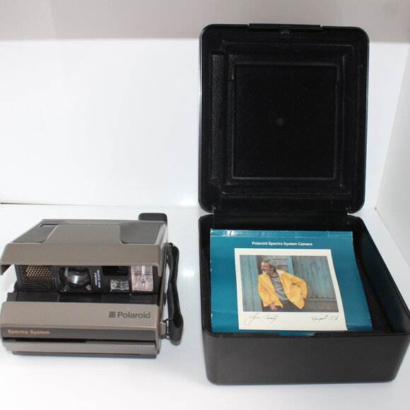 Vintage Polaroid Spectra System Camera in Original Case, Strap, Manual UNTESTED